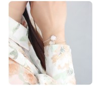 Rose Quartz Round Shape Silver Bracelet BRS-233